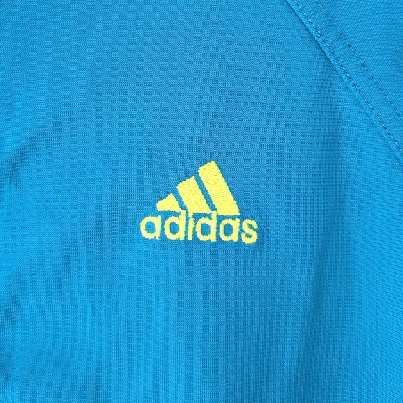 Adidas Women's Teal and Neon Lime Full Zipped Embroidered Jacket ~ Size Medium - Picture 4 of 13